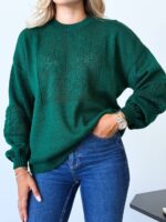 (Копія)Жіночий в’язаний светр з ажурним візерунком молочного кольору 00583 00584