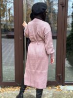 Жіноча сукня з поясом кольору темна пудра 00576