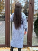 Жіноча сукня з поясом синього кольору 00575