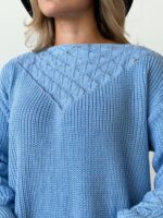 Жіноча в’язана сукня з візерунком блакитного кольору 00561