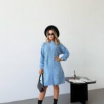 Жіноча в’язана сукня з візерунком блакитного кольору 00561