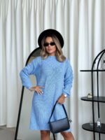 Жіноча в’язана сукня з візерунком блакитного кольору 00561