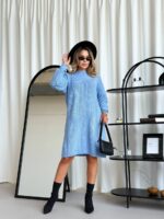 Жіноча в’язана сукня з візерунком блакитного кольору 00561