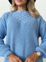 Жіноча в’язана сукня з візерунком блакитного кольору 00561