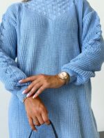 Жіноча в’язана сукня з візерунком блакитного кольору 00561