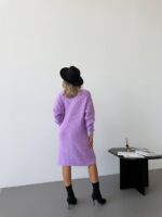 Жіноча в’язана сукня з візерунком бузкового кольору 00564