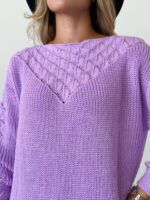 Жіноча в’язана сукня з візерунком бузкового кольору 00564