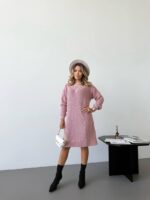 Жіноча в’язана сукня з візерунком кольору темна пудра 00562