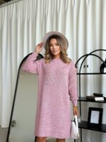 Жіноча в’язана сукня з візерунком кольору темна пудра 00562