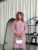 Жіноча в’язана сукня з візерунком кольору темна пудра 00562