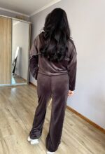 Жіночій велюровий костюм на блискаві шоколадного кольору 00680