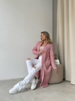 Жіночий кардиган кольору світла пудра 00550