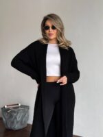 Жіночий костюм шоколадного кольору з білою вставкою 00551