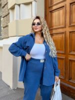 Жіночий костюм з сорочкою блакитного кольору 00534