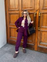 Жіночий костюм з сорочкою бордового кольору 00533