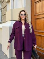 Жіночий костюм з сорочкою бордового кольору 00533