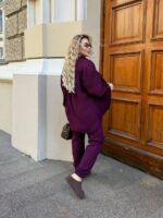 Жіночий костюм з сорочкою бордового кольору 00533