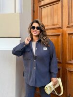 Жіночий костюм з сорочкою кольору графіт 00532