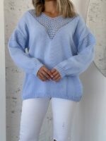 Жіночий легкий светр з візерунком блакитного кольору 00558