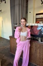 Жіночий легкий велюровий костюм з капюшоном рожевого кольору 00628