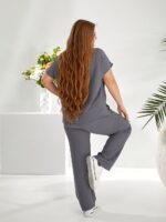 Жіночий стильний костюм з американського крепу кольору графіт 00642