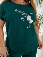 Жіночий стильний костюм з крепу пляшкового кольору 00644