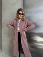 Жіночий в’язаний кардиган кольору темна пудра 00553