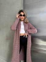 Жіночий в’язаний кардиган кольору темна пудра 00553