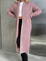Жіночий в’язаний кардиган кольору темна пудра 00553