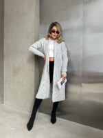 Жіночий в’язаний кардиган сірого кольору 00552