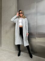 Жіночий в’язаний кардиган сірого кольору 00552