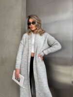 Жіночий в’язаний кардиган сірого кольору 00552