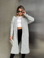 Жіночий в’язаний кардиган сірого кольору 00552