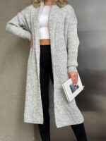 Жіночий в’язаний кардиган сірого кольору 00552