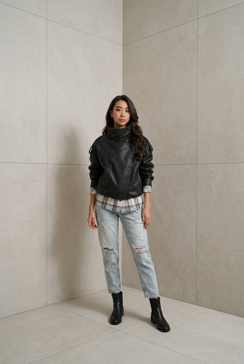 zhinocha-kurtka-z-ekoshkiri-asimetrichnogo-kroyu-chornogo-koloru-00681-vf-m544-black-6 Жіноча куртка з екошкіри асиметричного крою чорного кольору 00681