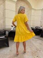 Жіноча стильна сукня з мусліну жовтого кольору 00711