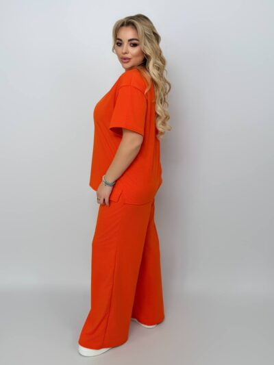 Жіночий костюм з двохнитки помаранжевого кольору 00690
