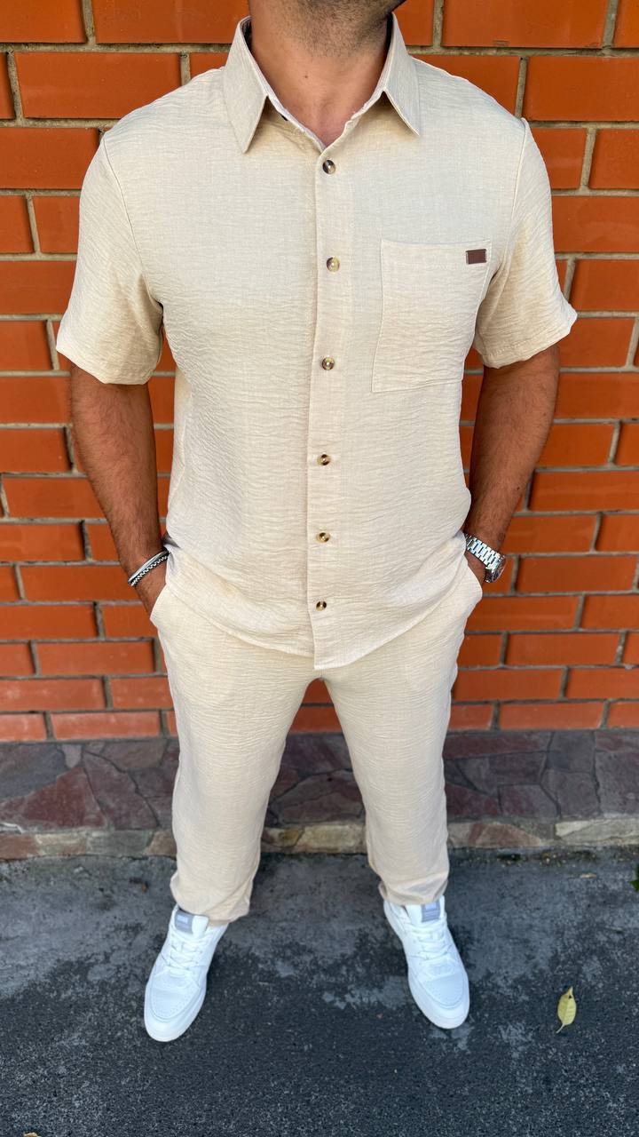 cholovichiy-litniy-lnyaniy-kostyum-rubashka-ta-shtani-bezhevogo-koloru-00871-vb-103-beige-2 Чоловічий літній льняний костюм рубашка та штани бежевого кольору 00871
