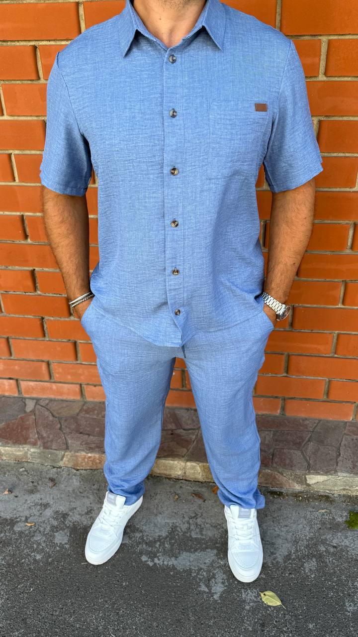 cholovichiy-litniy-lnyaniy-kostyum-rubashka-ta-shtani-dzhinsovogo-koloru-00872-vb-103-jeans-1 Чоловічий літній льняний костюм рубашка та штани джинсового кольору 00872
