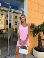 (Копія)Жіночий стильний літній костюм-двійка оливкового кольору 00743 00744