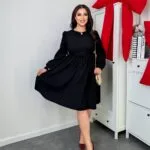 Жіноча сукня міді чорного кольору 00783
