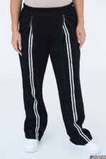 Жіночі штани у стилі sport-chic чорного кольору 00800