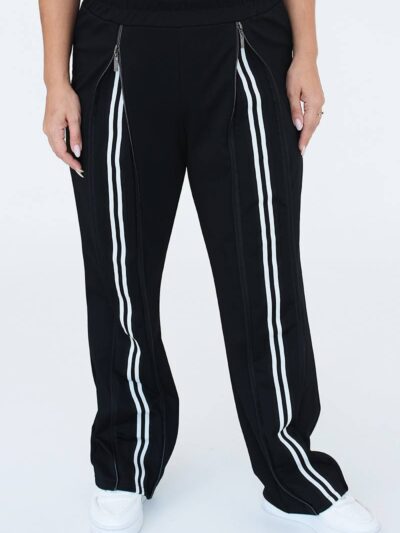 Жіночі штани у стилі sport-chic чорного кольору 00800