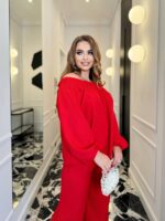 Жіночий елегантний костюм червоного кольору 00771
