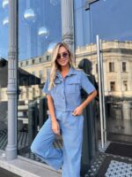 Жіночий костюм у стилі casual блакитного кольору 00728