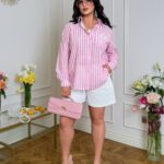 Жіночий літній костюм-двійка рожевого кольору 00895
