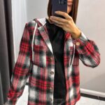 (Копія)Жіноча сорочка в клітинку з капюшоном коричневого кольору 01034 01035