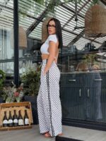 Жіночі літні штани one size з принтом білого кольору 00909