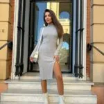 (Копія)Жіноча облягаюча сукня міді молочного кольору 01053 01054
