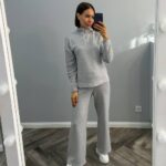 (Копія)Жіночий брючний костюм-двійка молочного кольору 01049 01050